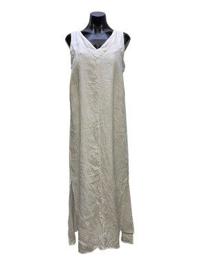 DKNY Pure White Linen Sleeveless Maxi Dress Size M
